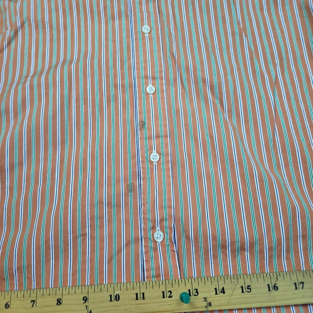 Polo Ralph Lauren Button Down Mens 16.5 Regent Custom Fit Striped Orange Multi